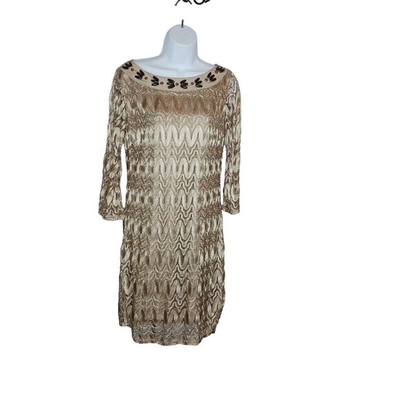 Hale Bob Gold Woven Knit Boatneck Dress NWOT - Picture 2 of 16